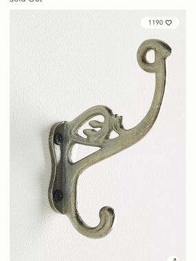 Anthropologie Set Of 2 Decorative Metal Wall Hook Antique Look